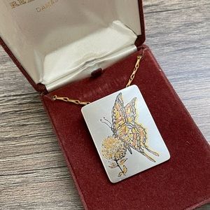 Reed & Barton Damascene Butterfly Necklace